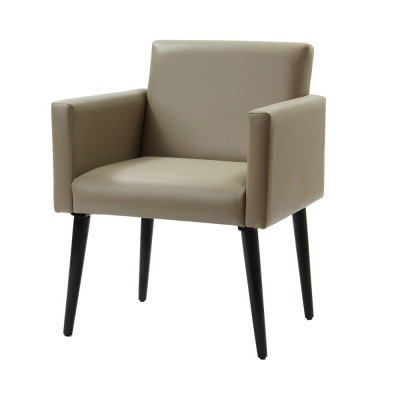Poltrona Decorativa Luca Soft Sala De Recepção Em Corino - Bege