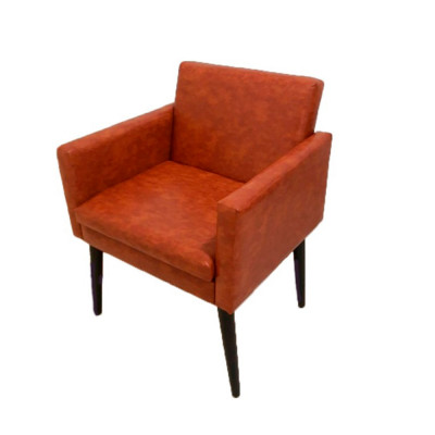 Poltrona Decorativa Luca Soft Sala De Recepção Em Corino - Caramelo