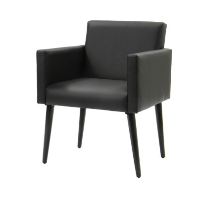 Poltrona Decorativa Luca Soft Sala De Recepção Em Corino - Preto