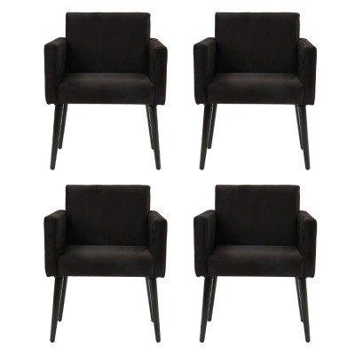 Kit 4 Poltronas Luca Tecido Suede Para Recepção - Preto