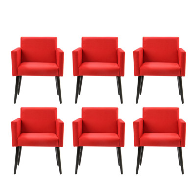 Kit 6 Poltronas Luca Estilo Retrô Decorativa - Vermelho