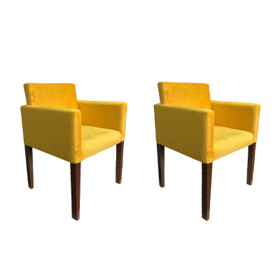 Kit 2 Poltronas Nina Para Escritório Sala De Recepção Tecido Suede - Amarela