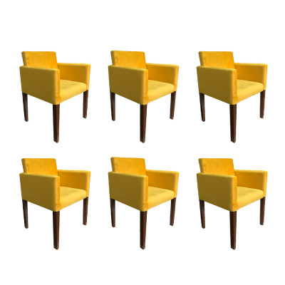 Kit 6 Poltronas Nina Estilo Retrô Tecido Suede Ideal Para Sala De Estar - Amarelo