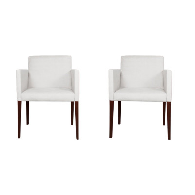 Kit 2 Poltronas Nina Executiva Em Corino Pé Palito Aberto - Branco