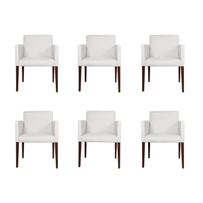 Kit 6 Poltronas Nina Executiva Escritório Sala De Recepção Corino - Branco