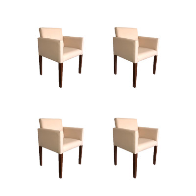 Kit 4 Poltronas Nina Estilo Retrô Ideal Para Sala De Estar - Creme