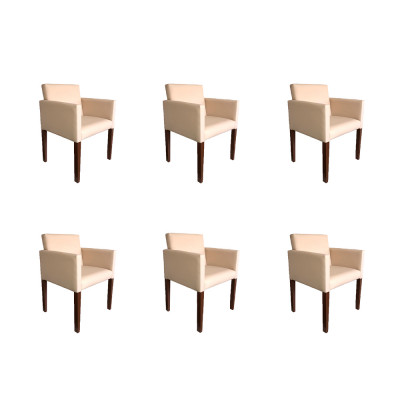 Kit 6 Poltronas Nina Estilo Retrô Ideal Para Sala De Estar - Creme