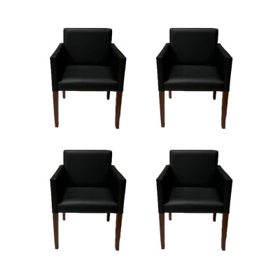 Kit 4 Poltronas Nina Executiva 1 Lugar Corino Pé Marrom - Preto