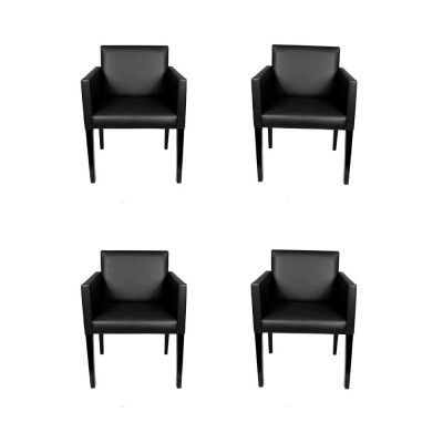 Kit 4 Poltronas Nina Executiva Em Corino Pé Palito Aberto - Preto