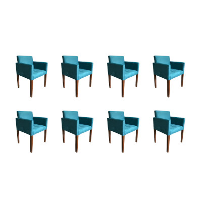 Kit 8 Poltronas Nina Escritório Sala De Recepção Tecido Suede - Azul Turqueza