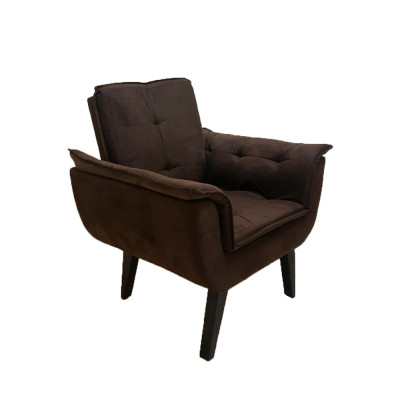Poltrona Decorativa Opala Plus Para Sala De Estar Quarto Escritório - Marrom .