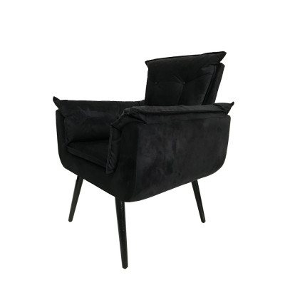 Poltrona Opala Decorativa Suede - Preta