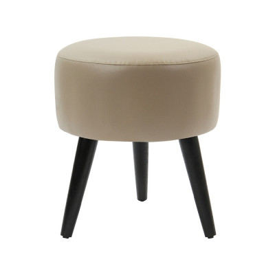 Puff Banco Nina Em Tecido Suede Pés Palito - Bege