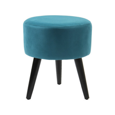 Puff Banco Luca Em Tecido Suede - Azul Turquesa