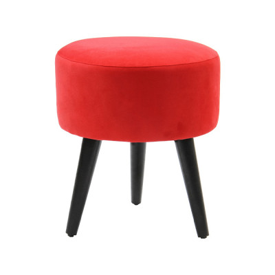 Puff Banco Nina Em Tecido Suede - Vermelho