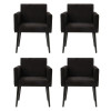 Kit 4 Poltronas Luca Tecido Suede Para Recepção - Preto - 1