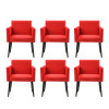 Kit 6 Poltronas Luca Estilo Retrô Decorativa - Vermelho - 1