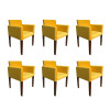 Kit 6 Poltronas Nina Estilo Retrô Tecido Suede Ideal Para Sala De Estar - Amarelo - 1
